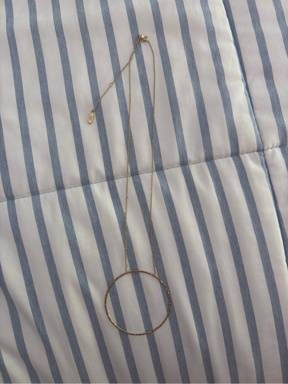 Stella & Dot Long Gold Chain Necklace — Hammered Circle Pendant